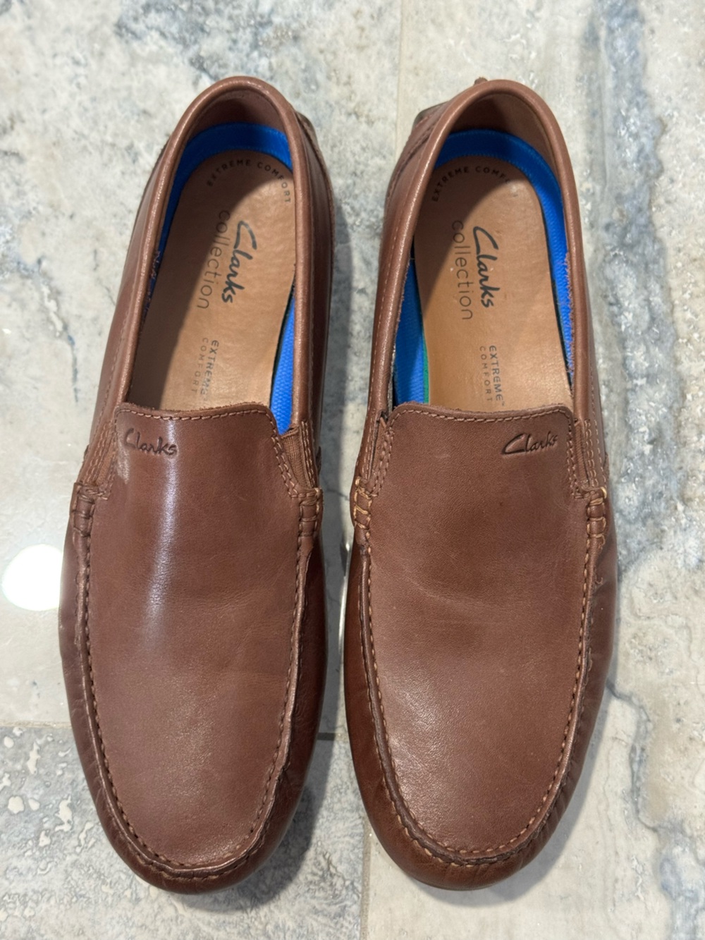 NWOT Clarks Brown Leather Slip-On Loafers for Men - Picture 3 of 8